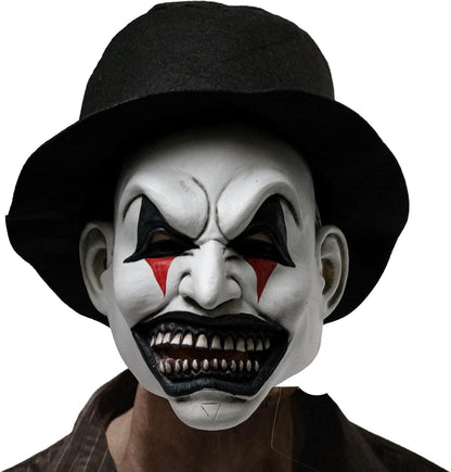 The Jester Smiling Evil Clown mask Halloween Scary Mask, Latex Creepy Half Face Elastic Band Realistic Horror Demon