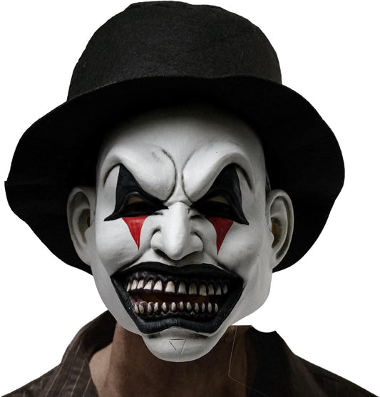 The Jester Smiling Evil Clown mask Halloween Scary Mask, Latex Creepy Half Face Elastic Band Realistic Horror Demon