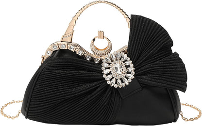 Buric Clutch Purses for Women Rhinestone Evening Handbag Bridal Wedding Prom Purse Formal Party Bow Tie Clutch for Women