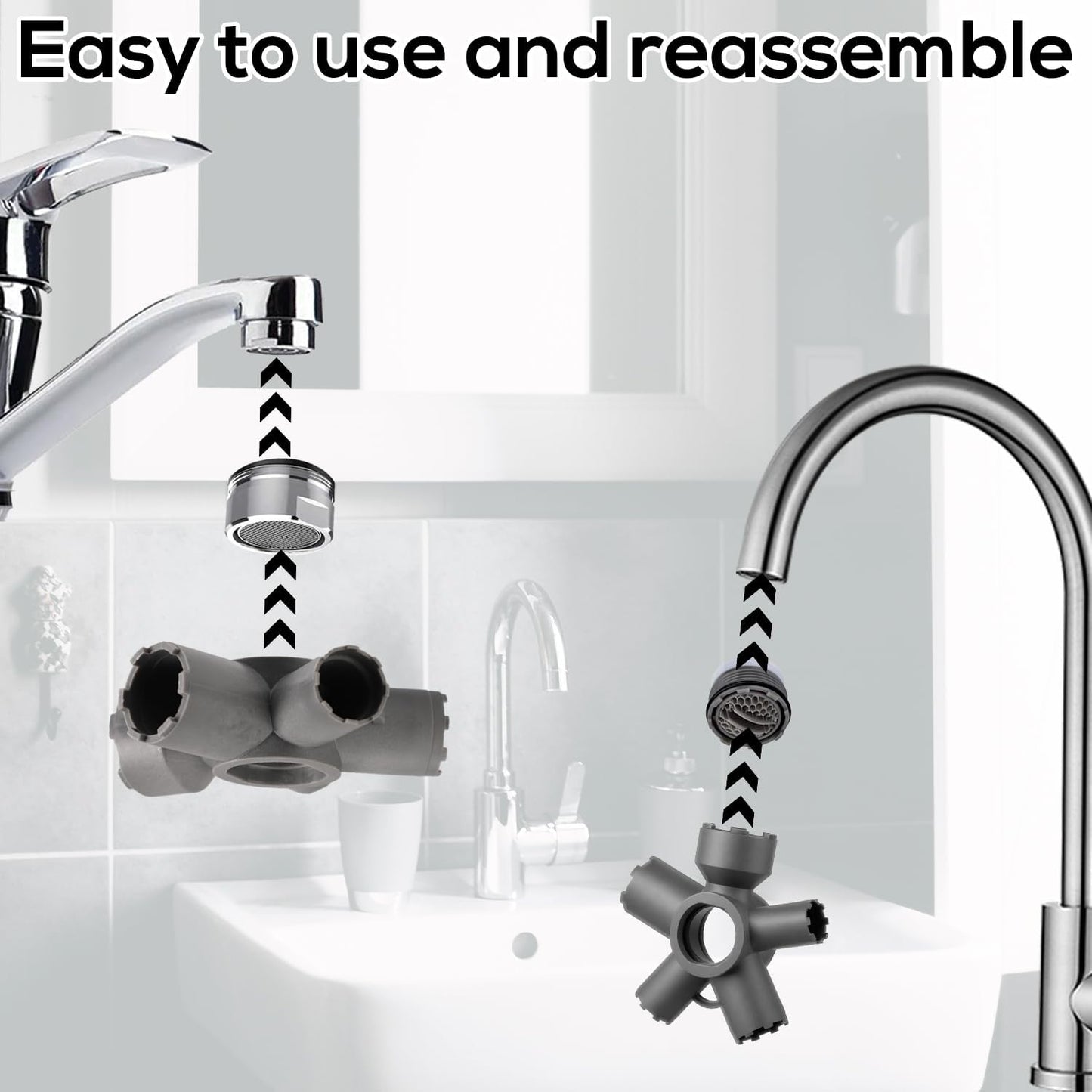 10-in-1 Faucet Aerator Removal Tool, Plastic Sink Kitchen Bathroom Tap Aerator Key Removal Wrench Tool for Home Faucets and Plumbing Repair