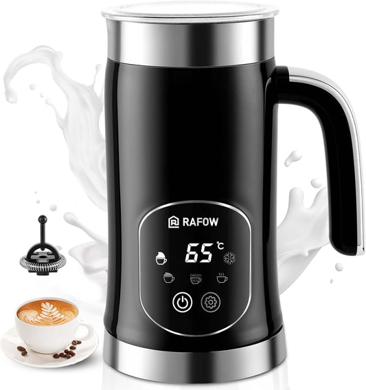Milk Frother Electric Steamer: 4-in-1 Automatic Magnetic Foamer with Hot Foam Cold Froth for Cappuccino Latte Matcha - 250ml Large Capacity Milk Warmer Chocolate Heater Stainless Steel