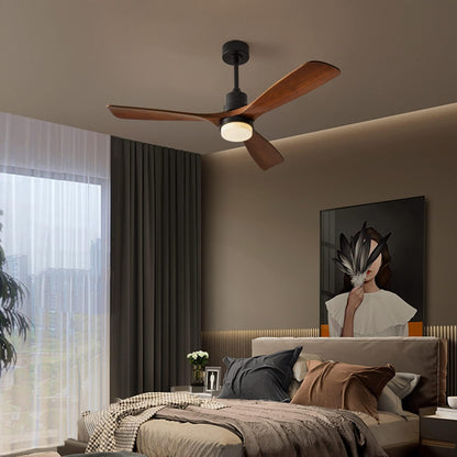 Chriari Ceiling Fans with Lights, 3 Wood Fan Blades, 52" Black Classical Style Fan with Remote Control, Noiseless Reversible DC Motor for Bedroom/Living Room/Study/Porch