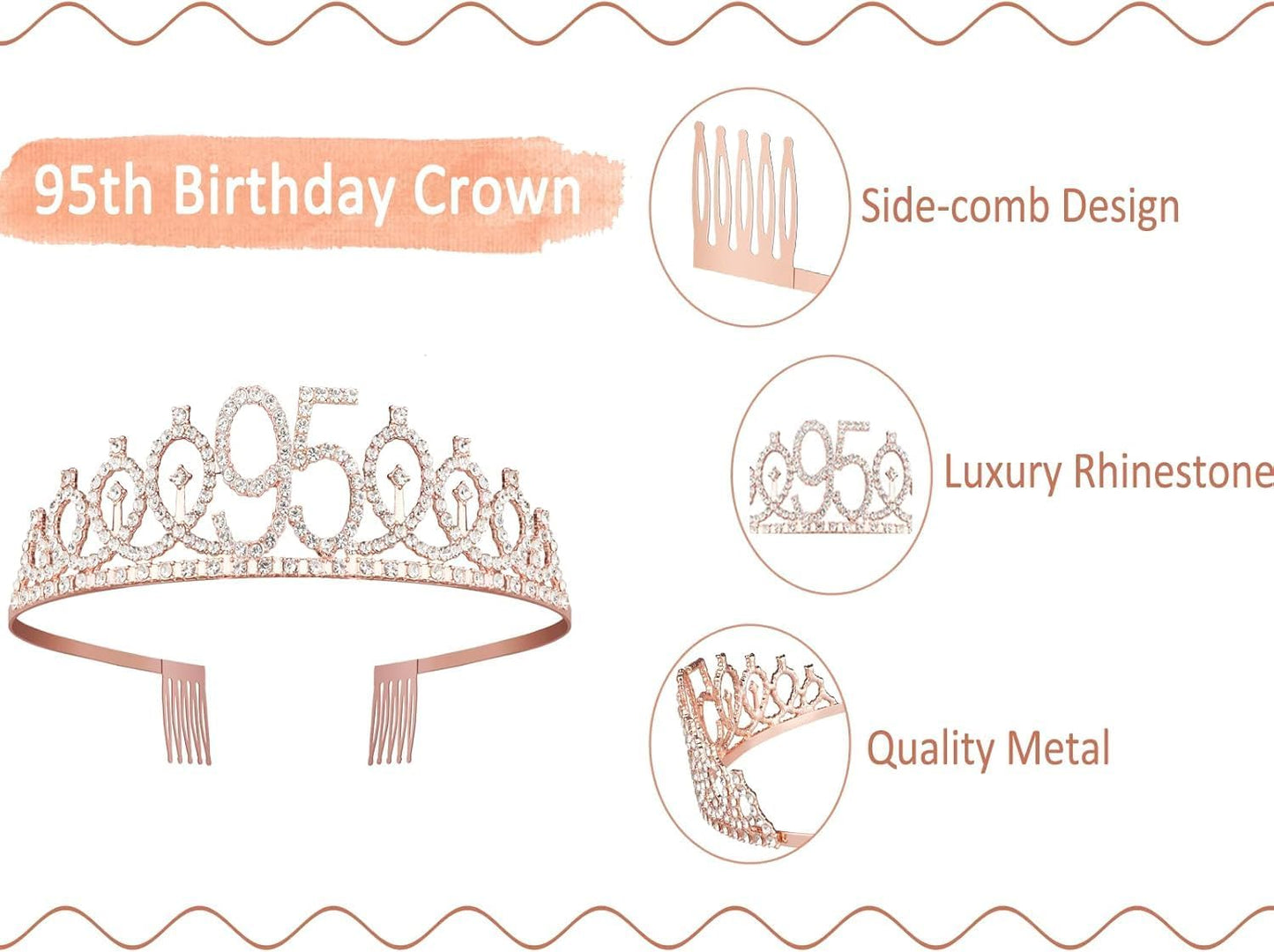65th Birthday Decorations for Women, Including 65th Birthday Sash and Crown, Cake Topper and Candles, Number Balloons Rose Gold, 65 Year Old Gifts for Women