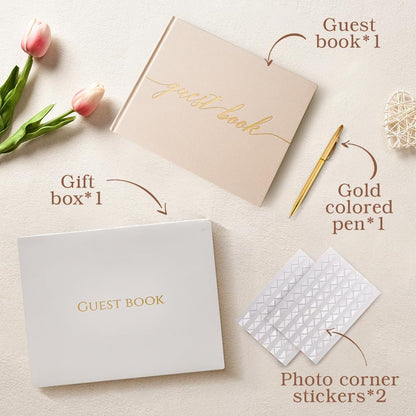 Wedding Guest Book,10 * 8in Guest Book for Wedding Receptions, Baby Shower, Funeral, Birthdays, and Celebration Events, 100Pages Polaroid Guest Book Wedding Decorations 2 Stickers and a Pen