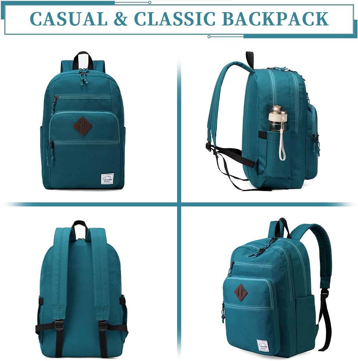 School Backpack for Men Women,Vaschy Lightweight School Bag Bookbag Casual Daypack for High School/College/Teens/Travel/Work