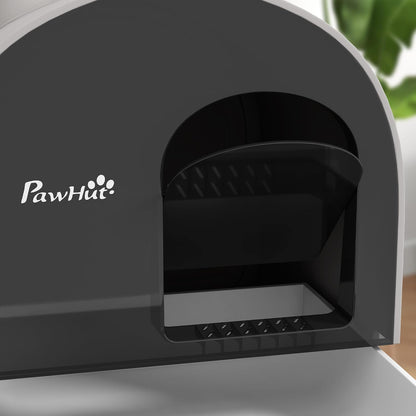 PawHut Large Cat Litter Box with Lid, Enclosed Kitty Litter Box with Slide-Out Tray, Scoop, Filter, Green