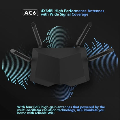 Tenda AC1200 WiFi Router, Dual Band Wireless Router 4 x 100 Mbps Ethernet Ports, Supports APP, Guest WiFi, Access Point Mode, IPv6, Parental Control(AC6)