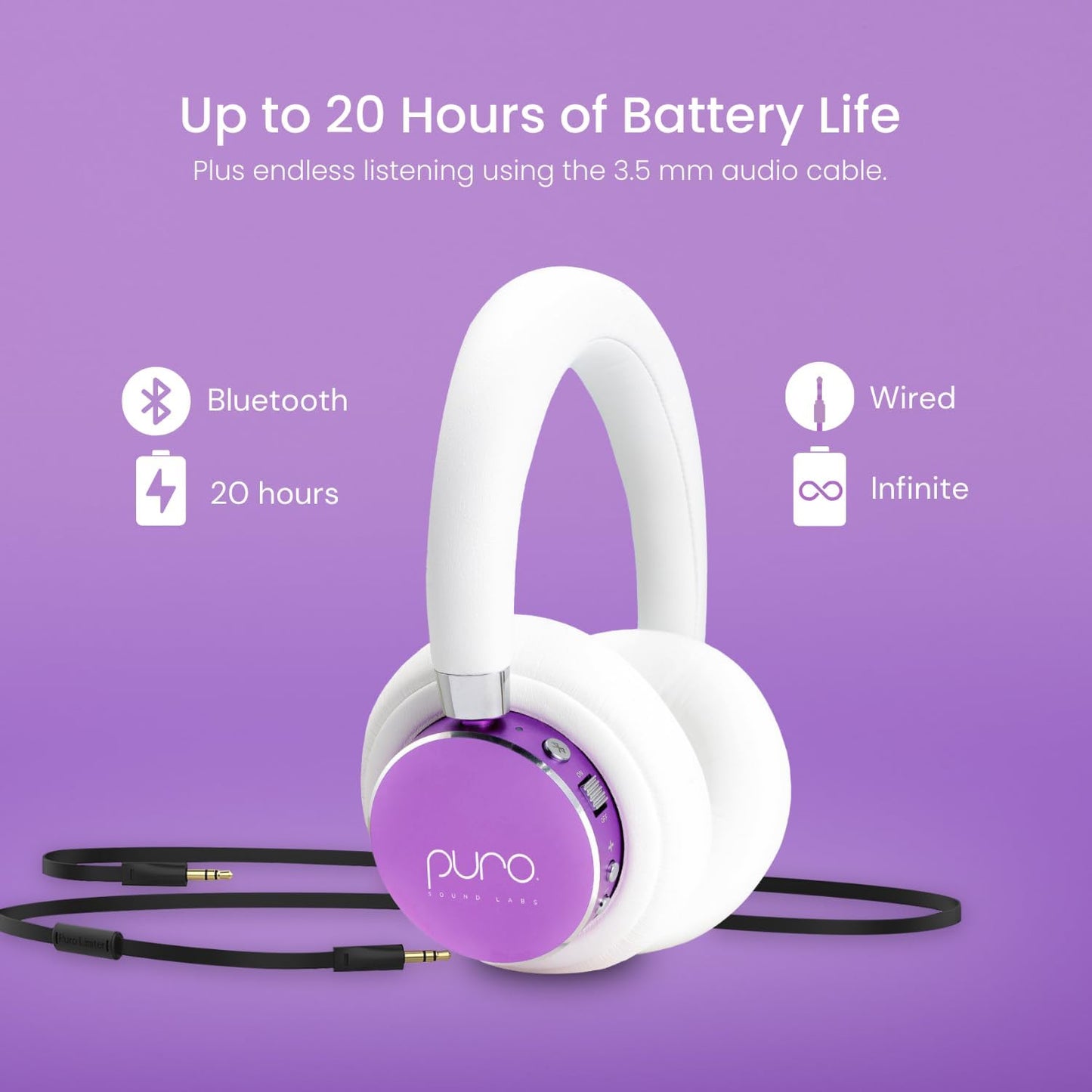 Puro Sound Labs BT2200 Plus Volume Limited Kids’ Bluetooth Headphones (Blue)