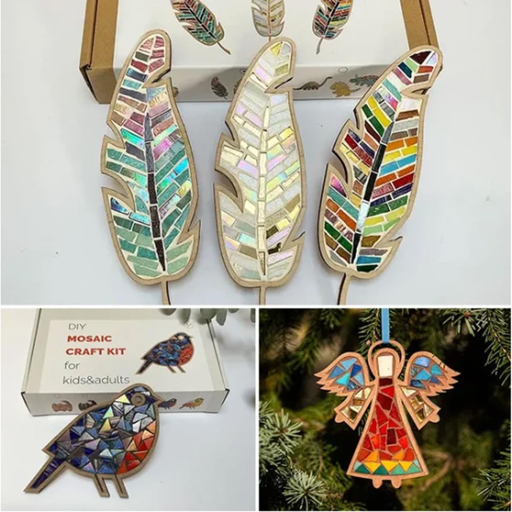 DIY Mosaic Kit, DIY Glass Mosaic Tiles for Crafts, Crafts for Adults and Teens Mixed Color Mosaic Kit, Mosaic Crafts Materials Package, Creative Gift for Craft Lovers,Home Decoration (A) - PuriLite