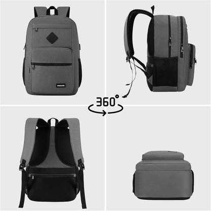 Black Backpack for Men Women, Durable Casual School Backpacks Teens Boys and Girls Classic 15.6 Inch Laptop Bookbag with USB Charger for College High School Work Travel