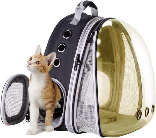 WEVONIGU Front Expandable Cat Backpack Carrier,Fit up to 16 lbs,Pet Carrier Backpack,Space Capsule Astronaut Bubble Window Bag,Cats and Puppies,Airline-Approved,Designed for Travel,Hiking,Walking