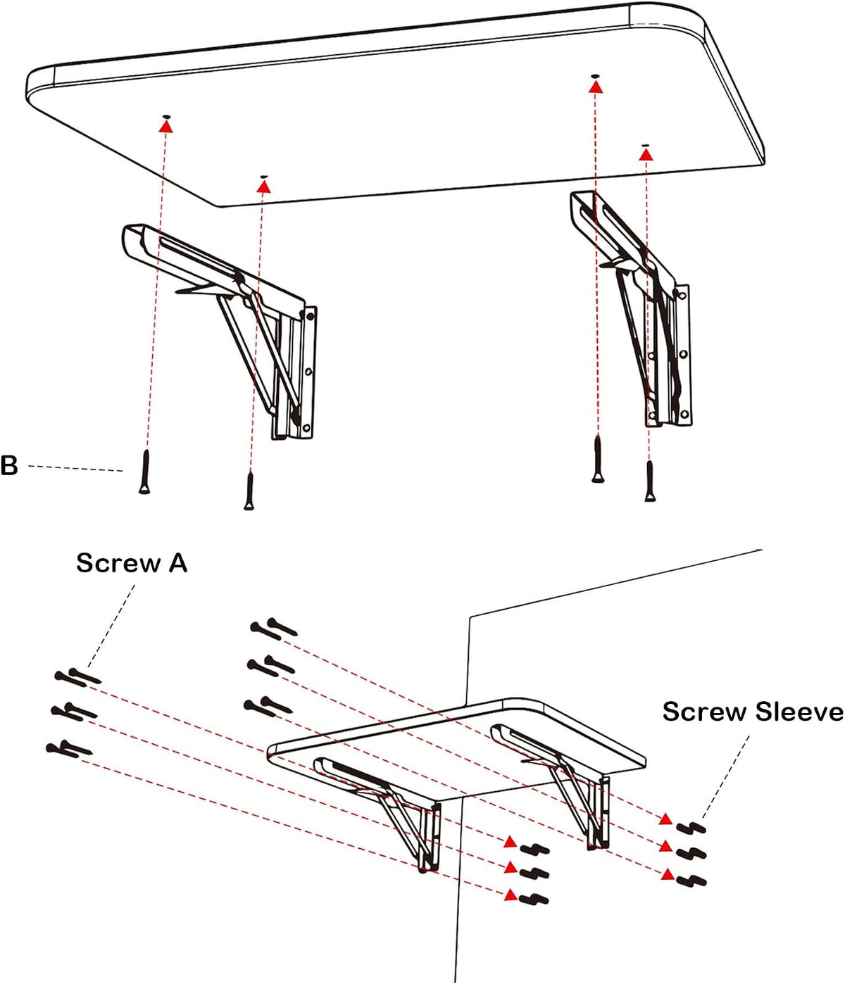 Yescom Wall Mounted Floating Folding Desk Wooden PC Dining Drop Leaf Table 24"x16" 50lbs Weight Capicity for Study White