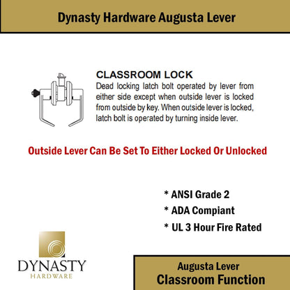 Dynasty Hardware AUG-00-26D Grade 2 Commercial Duty Office Door Keyed Lever Lockset, ADA, Satin Chrome Finish