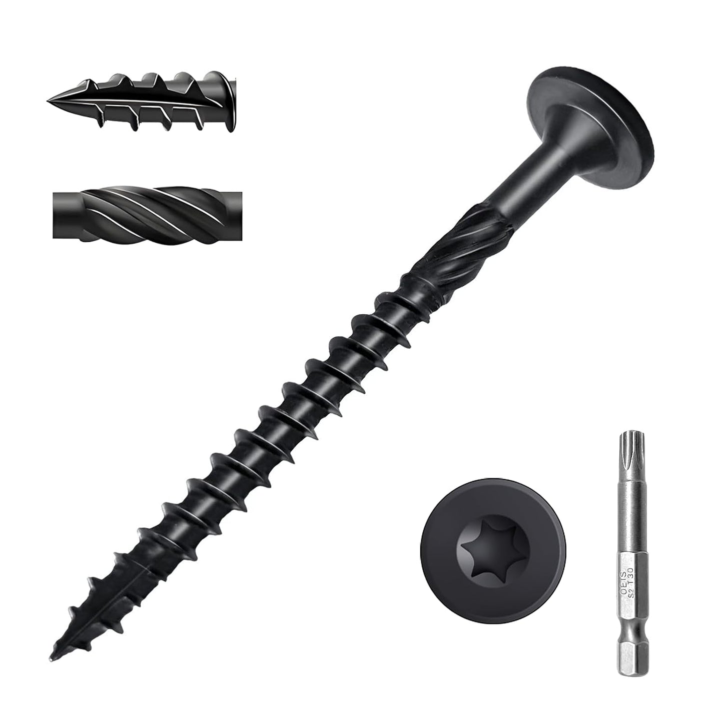 Wood Screws #14 x 6 Inch, Deck Screws 50Pcs,T30 Star Drive Outdoor Screws, Rust Resistant Timber Screws for Timber/Log/Landscaping Wood (#14 x 6)