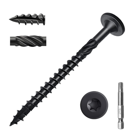 Wood Screws #14 x 6 Inch, Deck Screws 50Pcs,T30 Star Drive Outdoor Screws, Rust Resistant Timber Screws for Timber/Log/Landscaping Wood (#14 x 6)