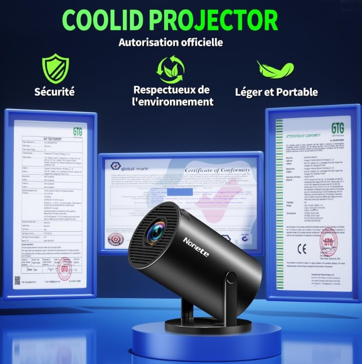 [Built-in App] Mini Projector 1080P, 4K Projector Full HD with WiFi 6 and Bluetooth 5.2, Support 180° Rotatable Portable Projector with Auto Keystone Correction, Compatible with Phone/HDMI/USB-Black