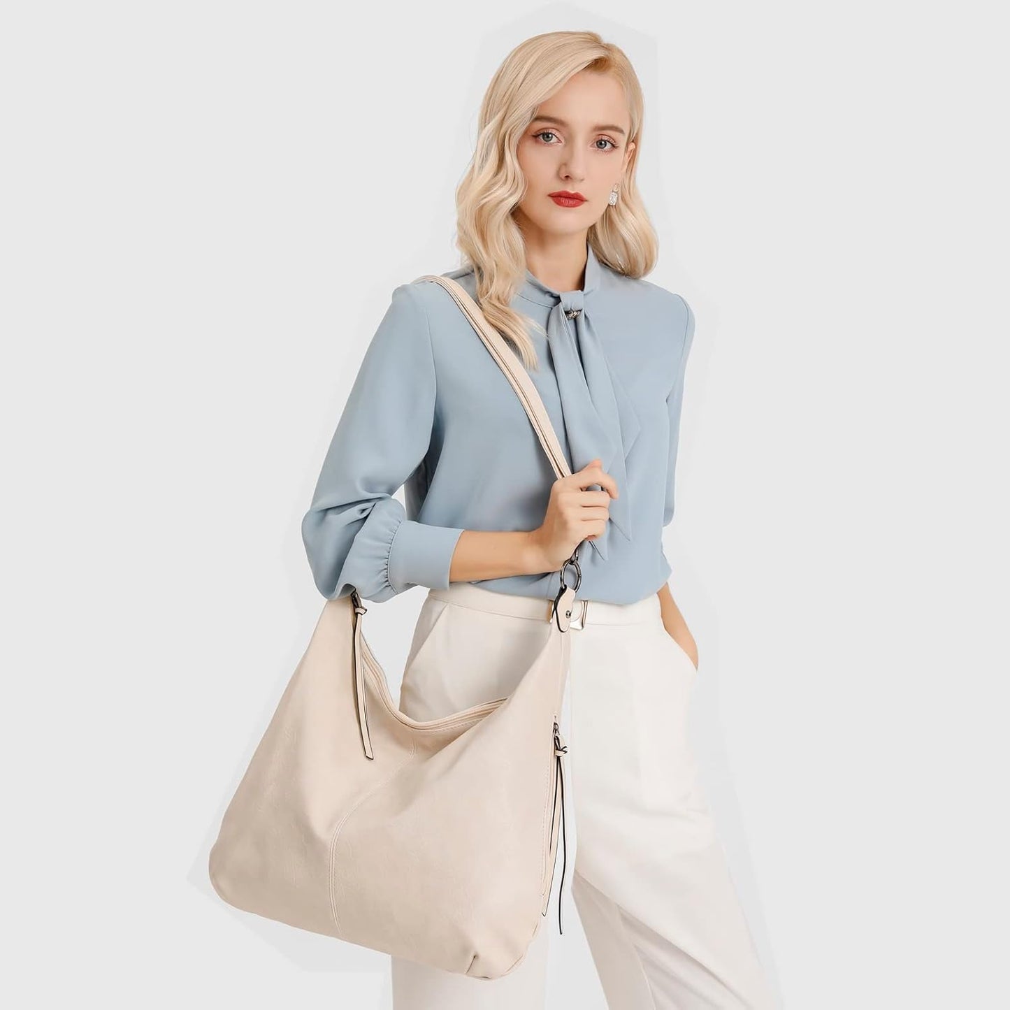 Ashioup Hobo Bags for Women Soft PU Leather Shoulder Bag Vintage Slouchy Handbag with Zipper