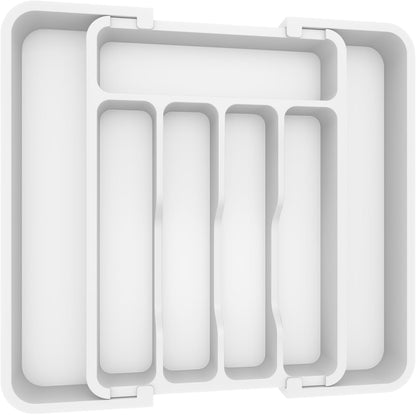 Lifewit Cutlery Organizer, Expandable Utensil Organizer for Kitchen, Utensil Holder, Adjustable Cutlery Rack Organizer for Spoons, Knives, Kitchen Organizers and Storage, Black