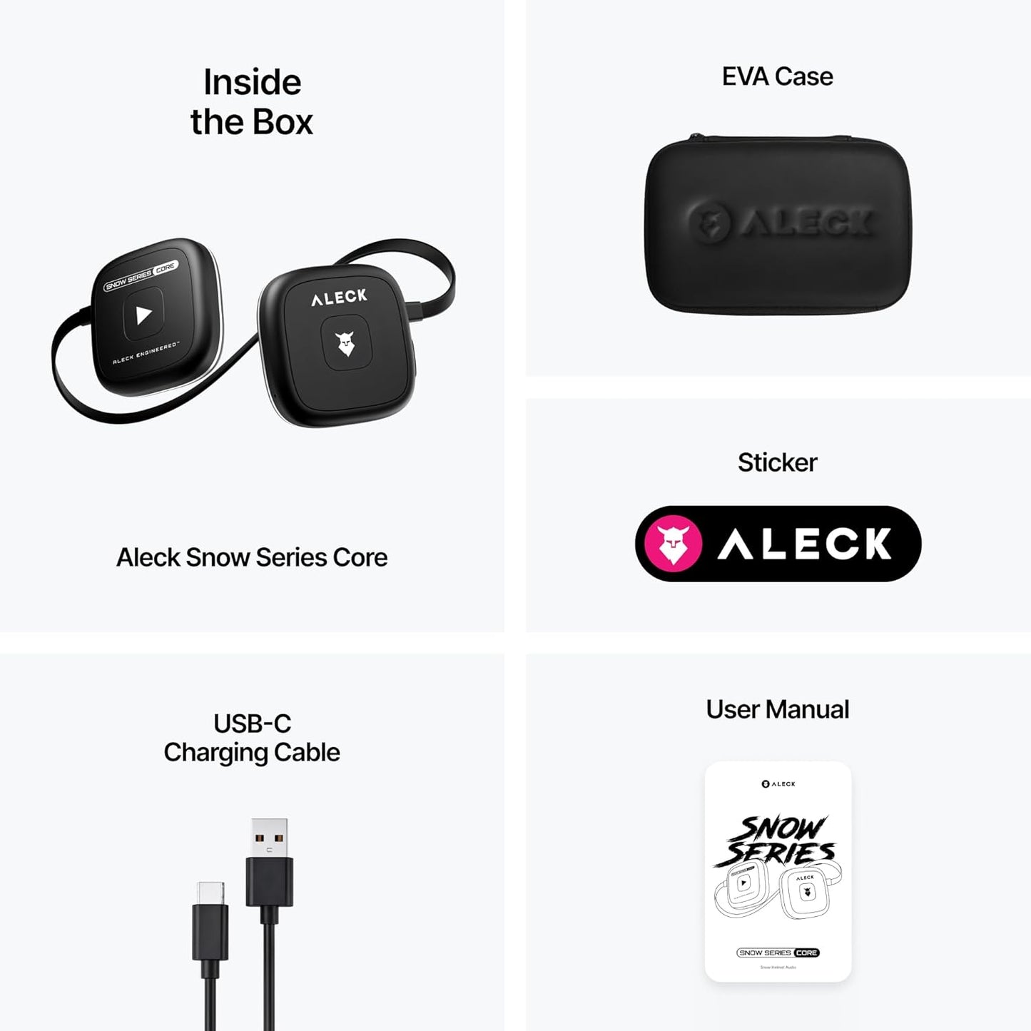 ALECK Snow Series Core Wireless Bluetooth Helmet Speakers – Drop-In On-Ear Headphones with Microphone, Audio-Ready Ski & Snowboard Helmet Compatible - PuriLite