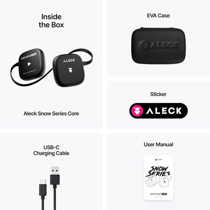 ALECK Snow Series Core Wireless Bluetooth Helmet Speakers – Drop-In On-Ear Headphones with Microphone, Audio-Ready Ski & Snowboard Helmet Compatible - PuriLite