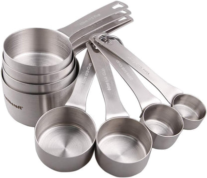 Smithcraft Measuring Cup Set of 8 Stainless Steel Measuring Cups18/8(304) Steel Material Heavy Duty 8 Measuring Cups and 1 Ring Set of 9