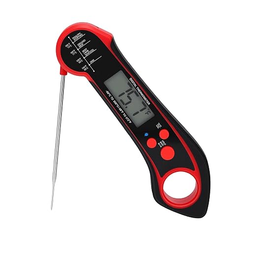 RIZGHWOY Meat Thermometer, Waterproof, Foldable, 500C Heat Tolerant | Magnetic Mount, Waterproof Design, Foldable Probe, Read, 572F Range, For Home Grillers & Bakers
