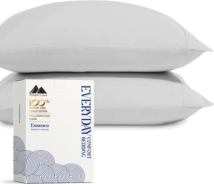 Mayfair Linen 100% Organic Cotton Percale Sheets Full Size - White Cotton Percale Sheets Full, 4 Piece Full Percale Sheet Sets, Soft & Crisp, Cooling Sheets, 16" Deep Pocket Hotel Sheets Full Size