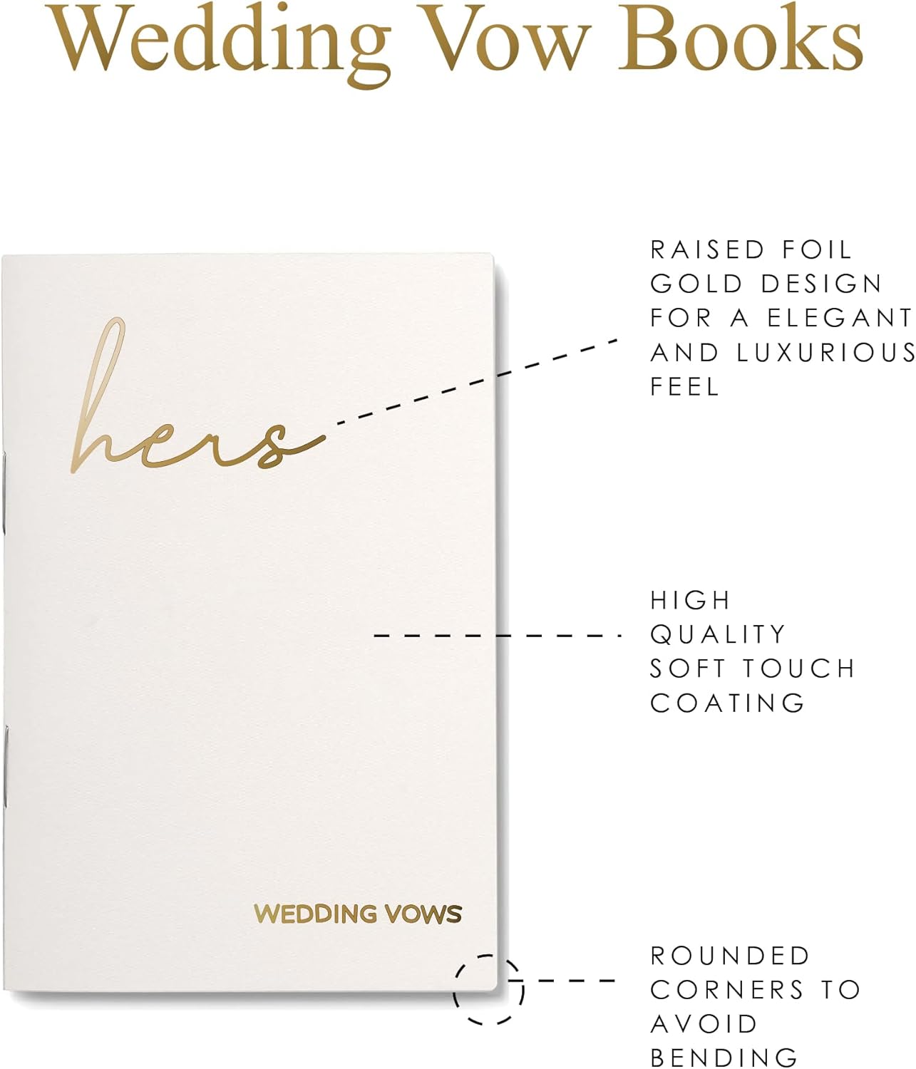 GroomBrideGifts Wedding Vow Book for His and Hers, Soft Touch, Perfectly Sized Bride and Groom Vow Books, Wedding Essentials, Wedding Registry Ideas, His and Hers Gifts