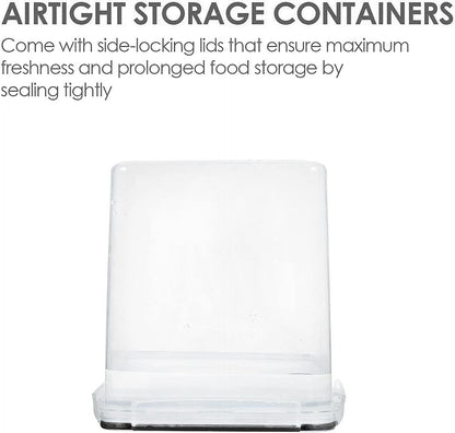 Vtopmart Extra Large Tall Airtight Food Storage Containers, 4 Pieces 6.5L Plastic Kitchen Pantry Storage Containers for Spaghetti, Flour and Baking Supplies - Include 24 Labels, Black