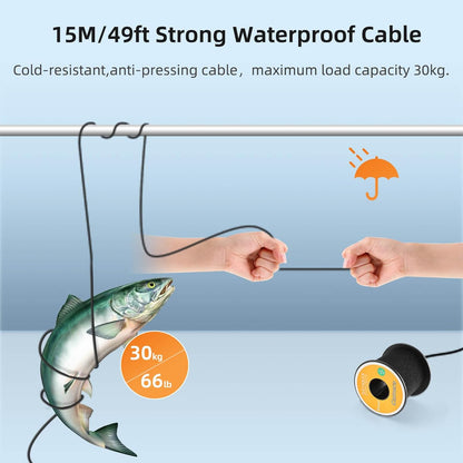 Eyoyo Underwater Fishing Camera Video Fish Finder - 7" Monitor, 1000TVL Camera With 12 White Lights, 30m Cable for Sea/River/Ice Fishing