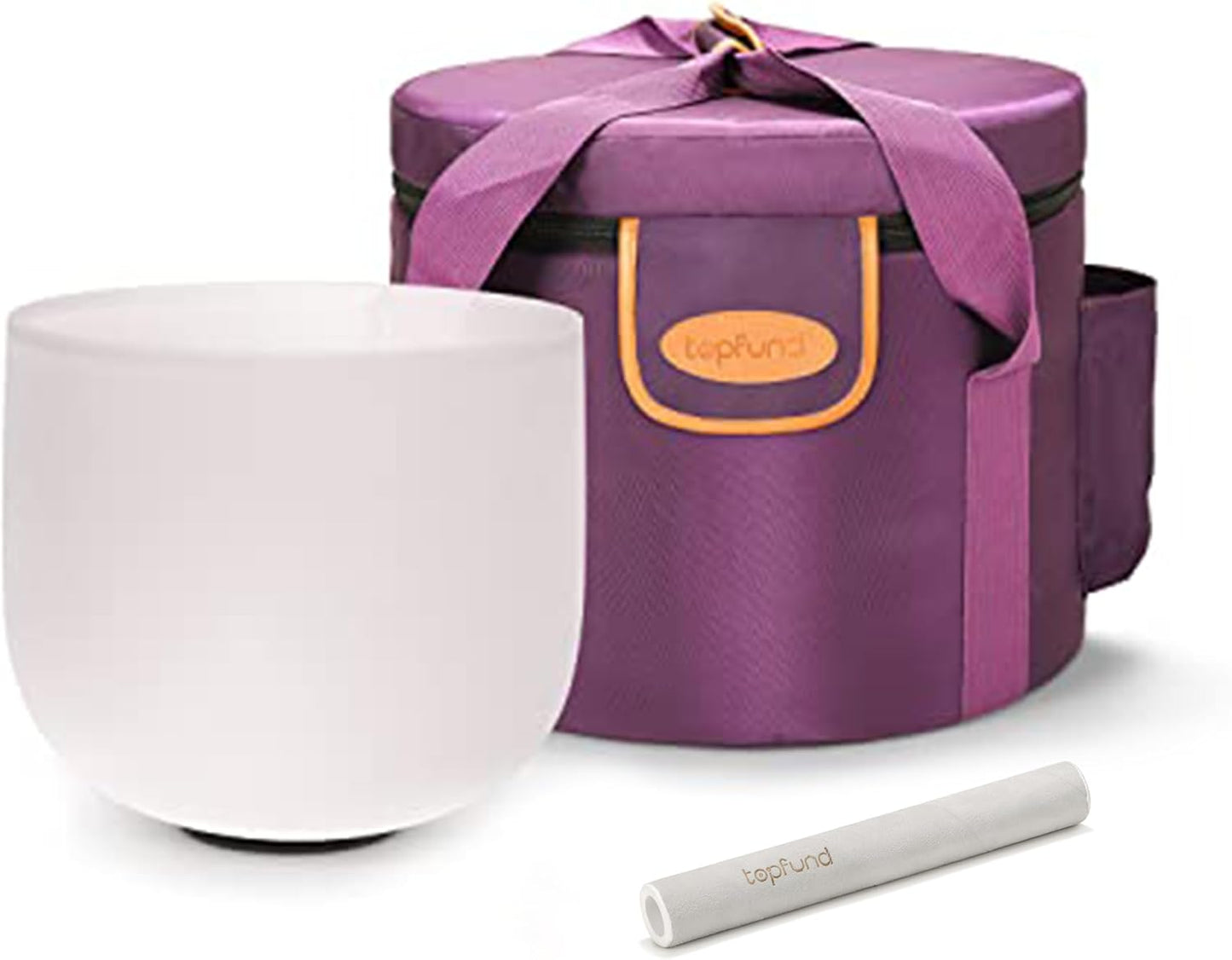 TOPFUND F Note Crystal Singing Bowl Heart Chakra 8 inch with Heavy Duty Carrying Case and Suede Striker
