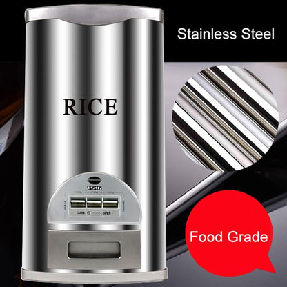 Rice Tank Rice Storage Rice Storage Container Stainless Steel 25/33/45/55/66LB Sealed Grain Rice Cabinet Rice Storage Bucket (Black 20kg)