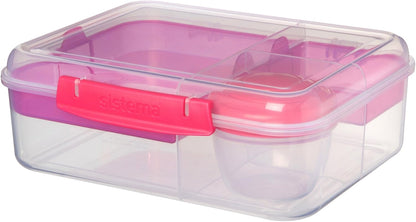 Sistema to Go Bento Box | Lunch Box with Yogurt/Fruit Container | 1.65 L | 6.9 Cup| BPA-Free | Colour May Vary