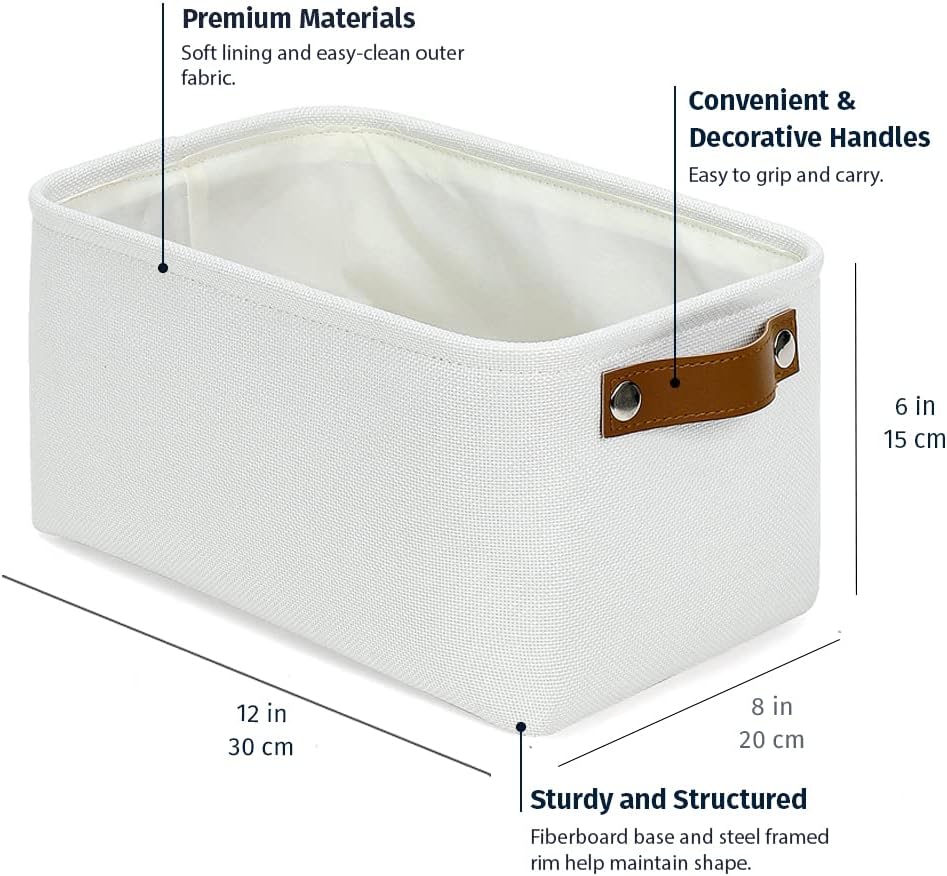 OrganiHaus Large Fabric Storage Baskets for Shelves 3 Pack, 15x11in Closet Storage Bins for Shelves, Cloth Baskets, Fabric Storage Cubes, Linen Closet Organizers, Fabric Basket, White Basket