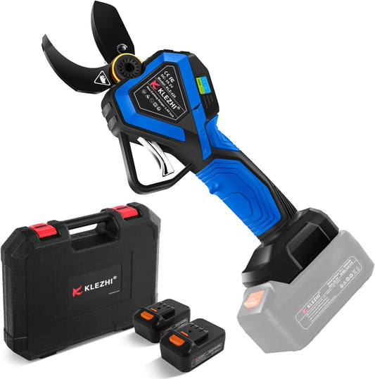 K KLEZHI Cordless Electric Pruning Shears, Rechargeable Battery, 42MM (1.65 Inch) Cutting Diameter Fruit Tree Branches Cutter,Good for Arthritis Hands 8-10 Working Hours Black