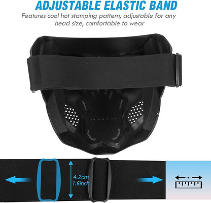 Outamateur Motorcycle Skull Goggle Mask Riding Goggles Safety Road Riding UV Motorbike Glasses for Riding/Skiing/Snowing/Motorcycling/Halloween (Grey Lens)