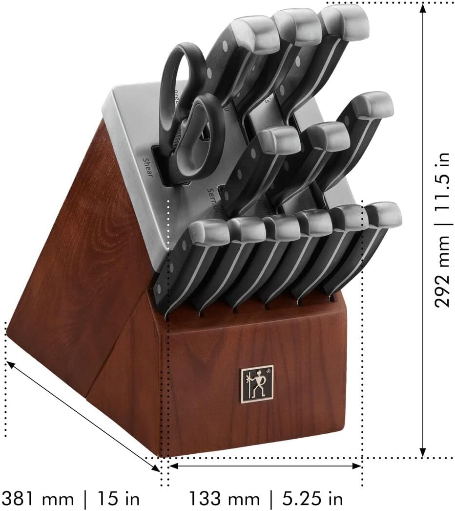 HENCKELS Aviara Premium Knife Block Set - 17 PC Professional Cutlery Knife Set, High Carbon Stainless Steel, Triple Rivet Handle, Chef Knife Set, Knife Set with Block for Kitchen, Black, 17 Piece