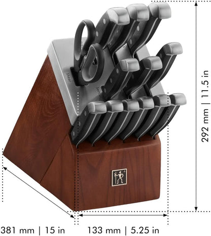 HENCKELS Aviara Premium Knife Block Set - 17 PC Professional Cutlery Knife Set, High Carbon Stainless Steel, Triple Rivet Handle, Chef Knife Set, Knife Set with Block for Kitchen, Black, 17 Piece