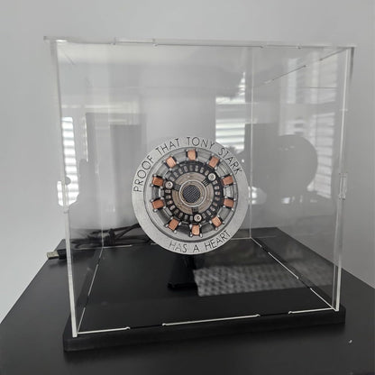 Thickened Clear Acrylic Display Case for Lego 10330 43268 76450 42170 10295 10353 Collectibles, Transparent Box Dustproof Protection with Wood-Plastic Base & String Light, Black Inside 40x20x20cm