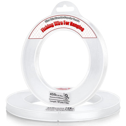 Clear Fishing Wire, Acejoz 656FT Fishing Line Clear Invisible Hanging Wire Strong Nylon String Supports 40 Pounds for Balloon Garland Hanging Decorations