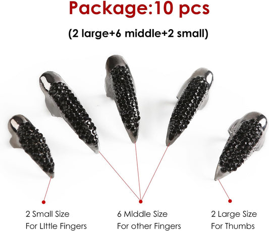 10PCS Finger Claws Fake Long Nail Women Halloween Costume Accessories Vampire Cat Wolf Cosplay Black - PuriLite