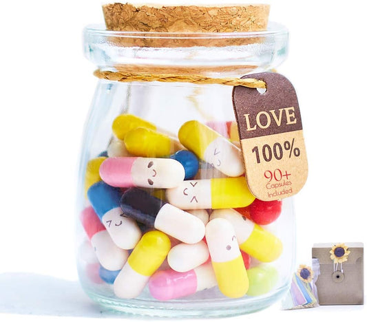 90pcs+ Message In a Bottle DIY Gift Extra Capsules and Notes (Mixed Colors)