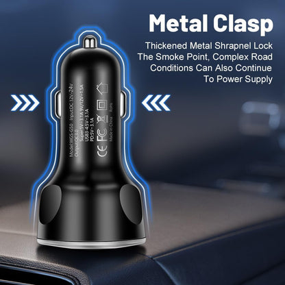 MESA'S Live 6 - Port Car Charger with PD, QC 3.0 - Fast Charge for All Devices, Universal for 12-24V Vehicles