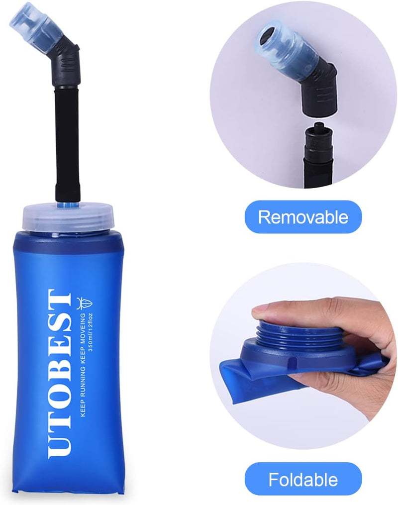 UTOBEST Soft Flask Running Water Bottle Collapsible Water Bottle for Trail Running Hydration Pack Hiking Cycling Climbing 150ML/250ML/350ML/450ML/500ML/550ML