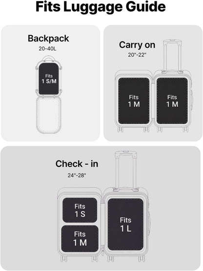 Vacuum Bags for Travel with Wireless Pump, 180° Open Zipper, IP67 Waterproof, Reusable Space Saver Compression Bags for Backpack, Suitcase, Home Storage(2 Pack + Pump)