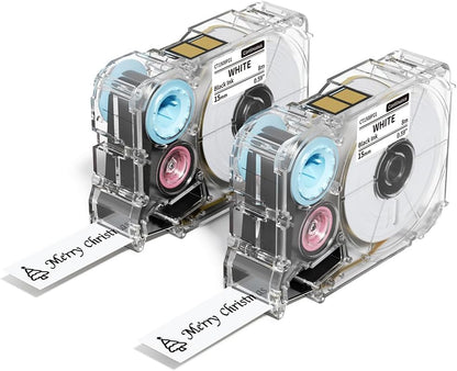 Phomemo A30 P15 Label Maker Long Tape, Black on White Continuous Tape, Strong Adhesion Sticker Self-Adhesive Standard Label Tape, Indoor/Outdoor Use, 15mm x 500mm (0.55 x 196.85 Inch), 2-Roll