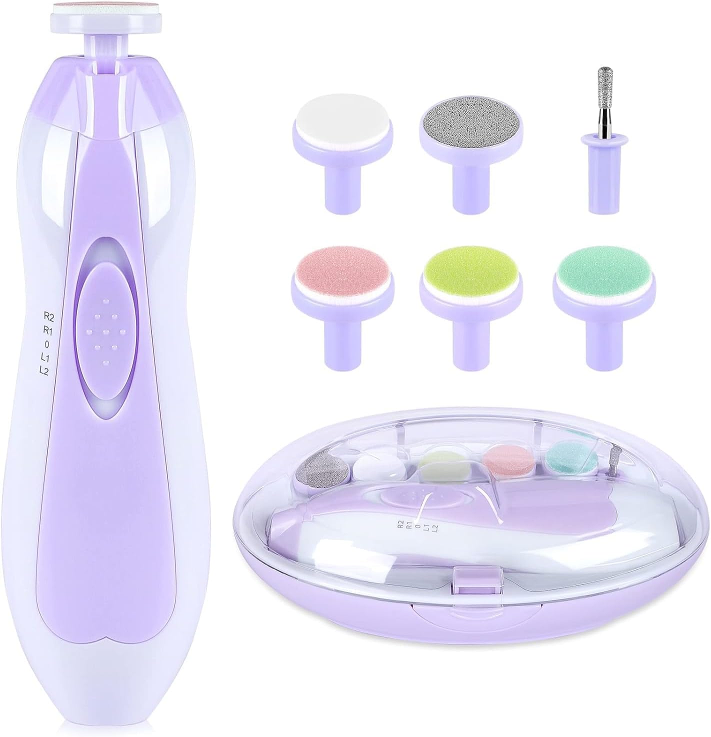 Qunlions life Electric Nail File Drill for Baby, No Sharp Claws Hurt, 6 in 1 Safety Cutter Trimmer Clipper for Toes and Fingers (Blue)
