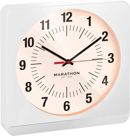 Marathon Studio Edition 12-Inch Jumbo Analog Wall Clock with Auto Night-Light (Model: CL030057-BK-WS-NA)