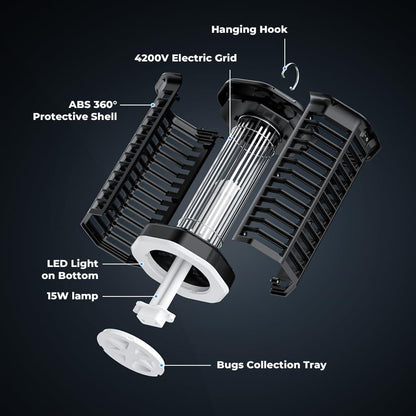 YISSVIC Bug Zapper Outdoor Indoor Waterproof Electric Mosquito Zapper Effective 4200V Plug in for Kitchen Patio Courtyard Garden Camping