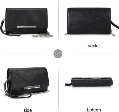 AFKOMST Small Clutch Purses for Women Summer Crossbody Bags and Straw Wristlet Handbags with Chain Strap